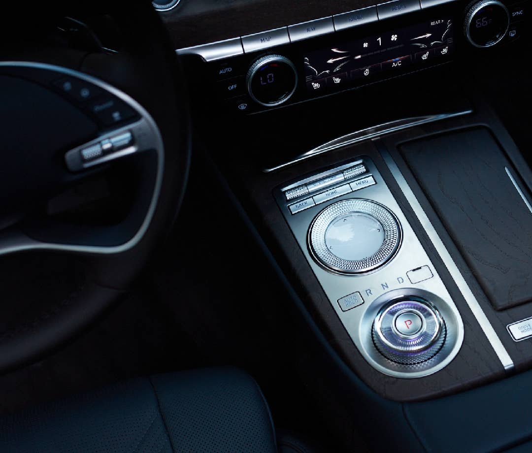 A close-up of the Genesis G80 3.5T AWD interior